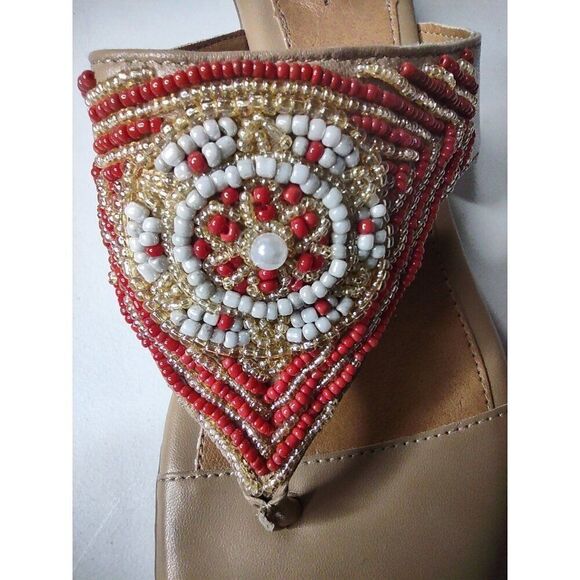 Euro Soft by Softt Red Beaded Leather Thong Sandals Size 8.5 - Picture 13 of 14
